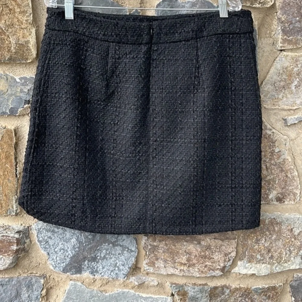 Maison d'Amelie Paris Woven Tweed Mini Skirt in Black Size 12